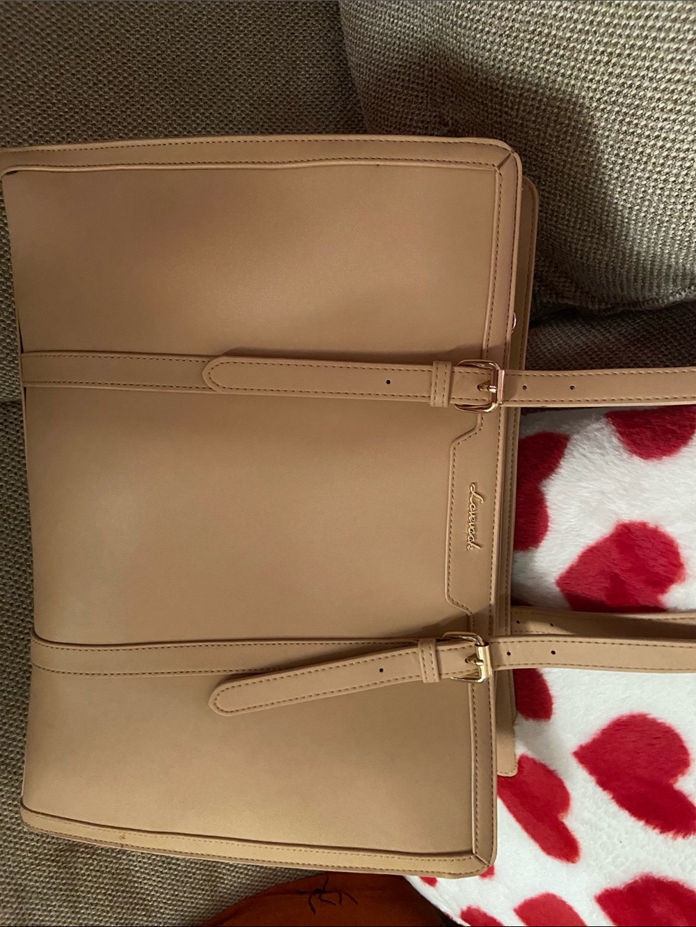 Elegant Camel Leather Tote with Gold Accents